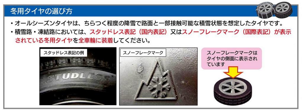 「スノーフレークマーク」がついていれば冬用規制は通行可